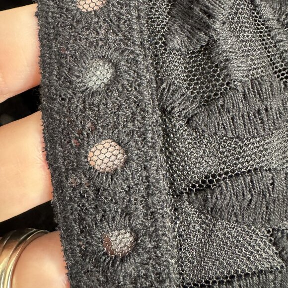 Black Lace Short-Sleeve Romper With Sheer Details & Intricate Embroidery Polyest - Picture 6 of 6